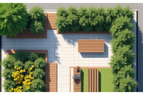 Illustration of a well-designed garden layout with various plant types, representing intermediate knowledge